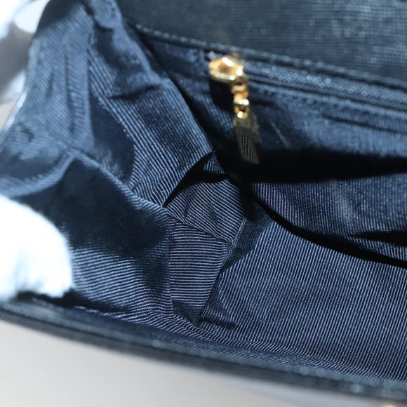 GIVENCHY Hand Bag Leather 2way Black Gold Auth bs28532