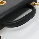 GIVENCHY Hand Bag Leather 2way Black Gold Auth bs28532-7