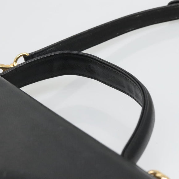 GIVENCHY Hand Bag Leather 2way Black Gold Auth bs28532