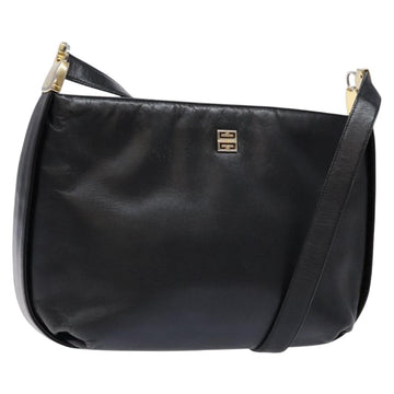 GIVENCHY Shoulder Bag Leather Black Gold Auth bs28533