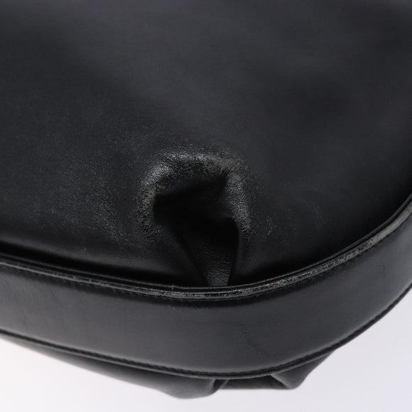 GIVENCHY Shoulder Bag Leather Black Gold Auth bs28533