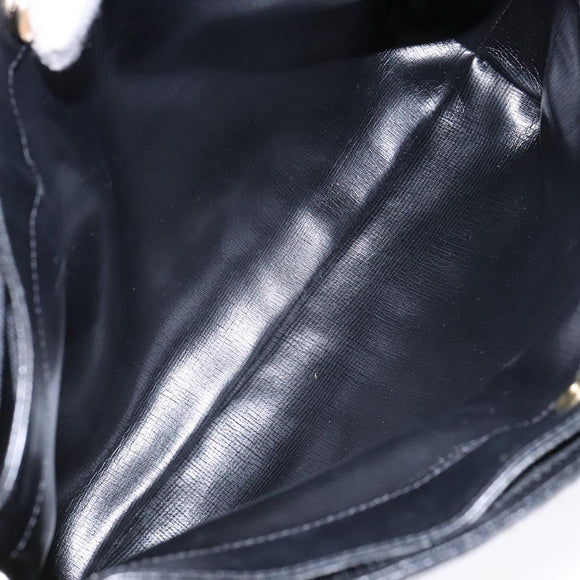 GIVENCHY Shoulder Bag Leather Black Gold Auth bs28533