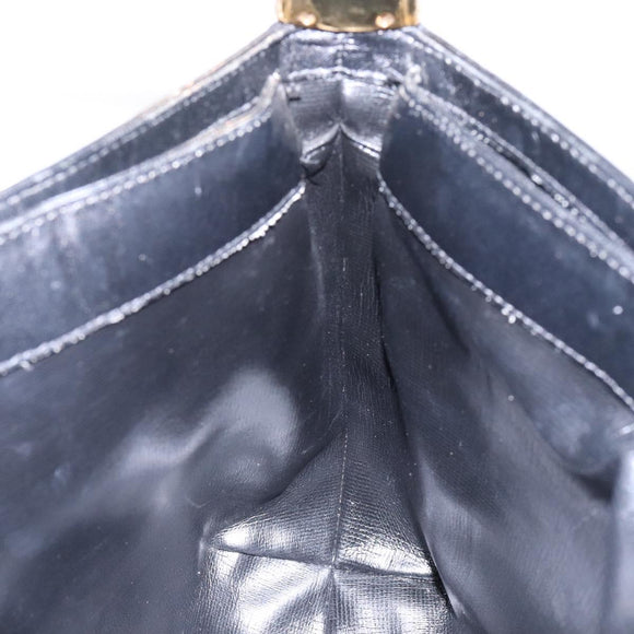 GIVENCHY Shoulder Bag Leather Black Gold Auth bs28533