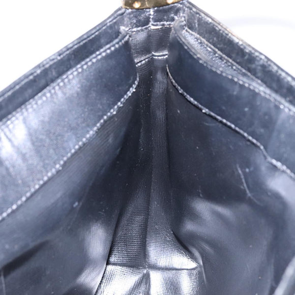 GIVENCHY Shoulder Bag Leather Black Gold Auth bs28533