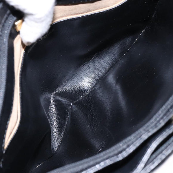 GIVENCHY Shoulder Bag Leather Black Gold Auth bs28533