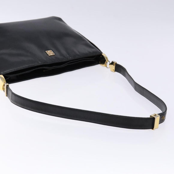 GIVENCHY Shoulder Bag Leather Black Gold Auth bs28533