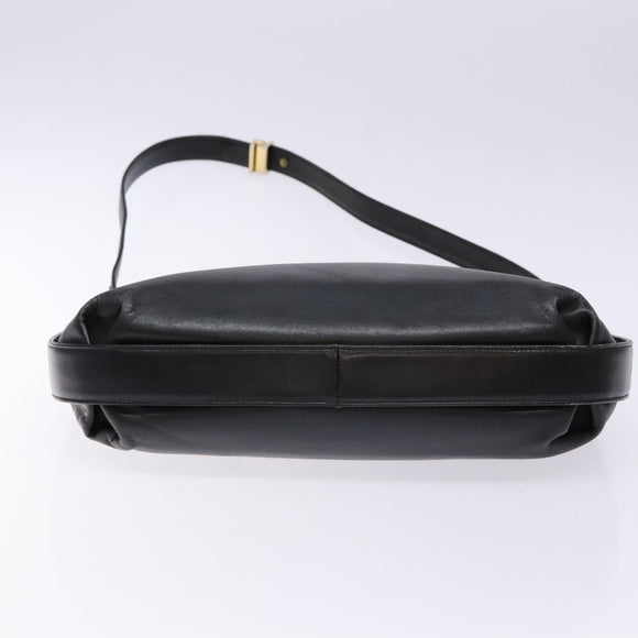 GIVENCHY Shoulder Bag Leather Black Gold Auth bs28533