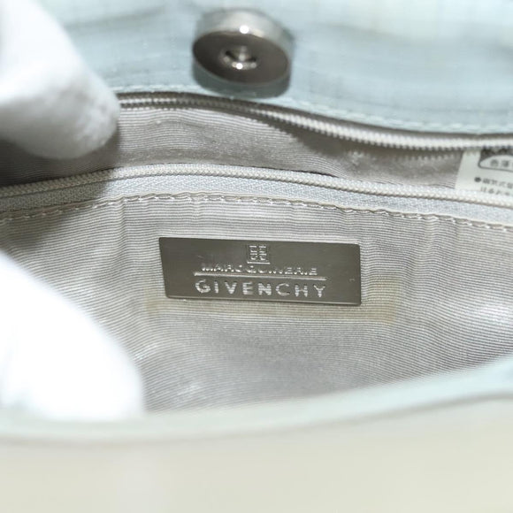 GIVENCHY Hand Bag Nylon Blue Silver Auth bs28535