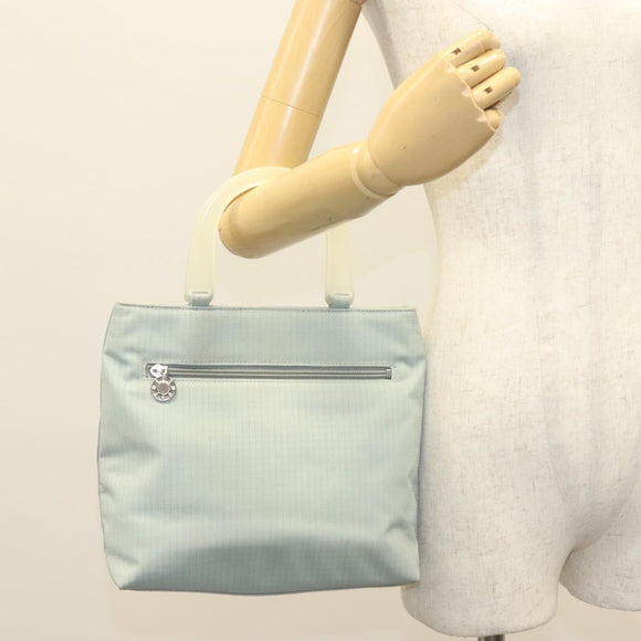 GIVENCHY Hand Bag Nylon Blue Silver Auth bs28535