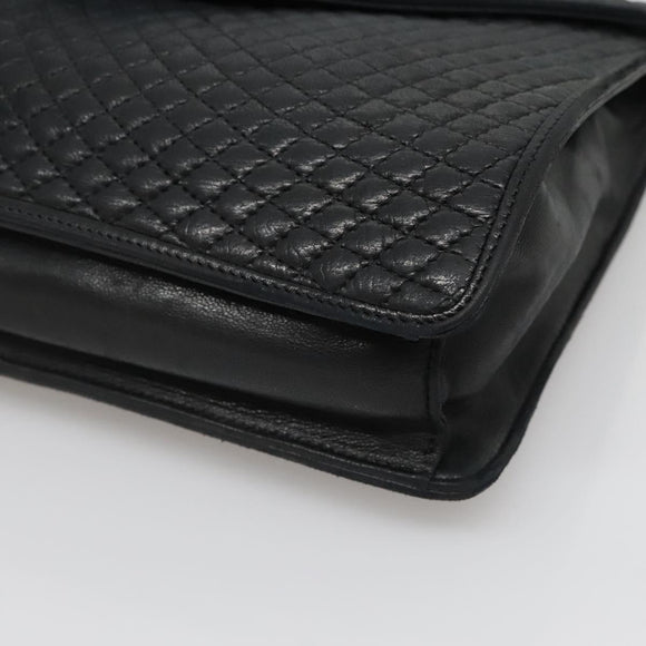 BALLY Hand Bag Leather Black Gold Auth bs28536