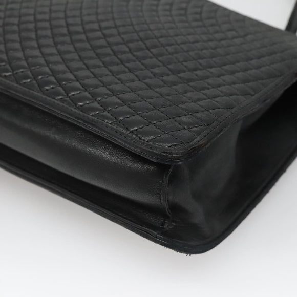 BALLY Hand Bag Leather Black Gold Auth bs28536