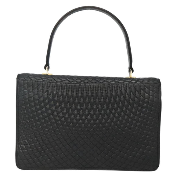 BALLY Hand Bag Leather Black Gold Auth bs28536