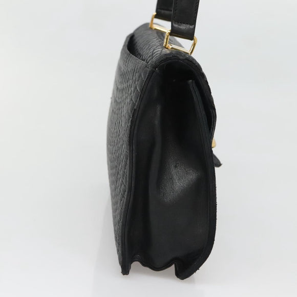 BALLY Hand Bag Leather Black Gold Auth bs28536