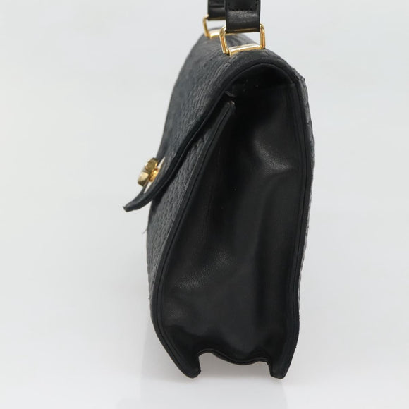 BALLY Hand Bag Leather Black Gold Auth bs28536