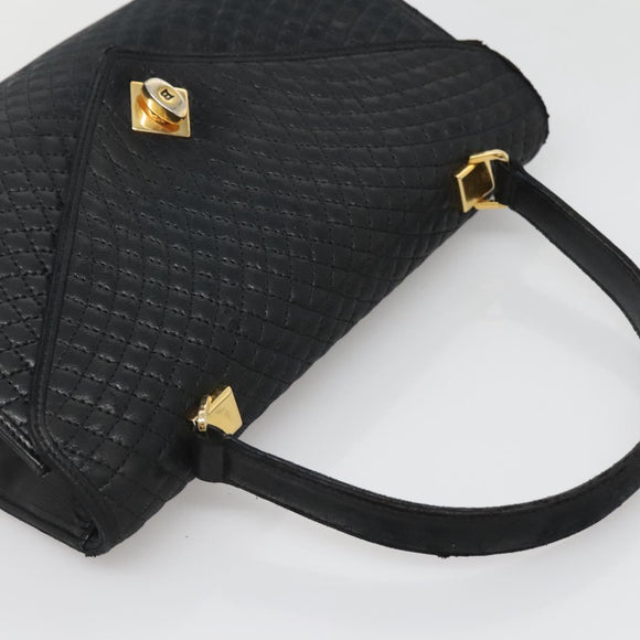 BALLY Hand Bag Leather Black Gold Auth bs28536