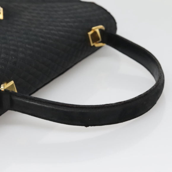 BALLY Hand Bag Leather Black Gold Auth bs28536