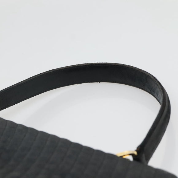 BALLY Hand Bag Leather Black Gold Auth bs28536