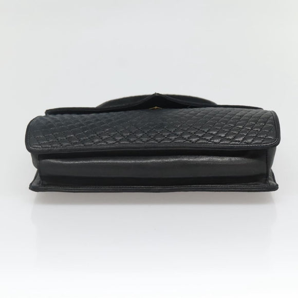 BALLY Hand Bag Leather Black Gold Auth bs28536