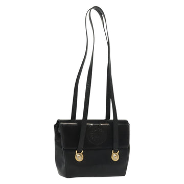 Gianni Versace Shoulder Bag Leather Black Gold Auth bs28537