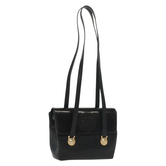 Gianni Versace Shoulder Bag Leather Black Gold Auth bs28537