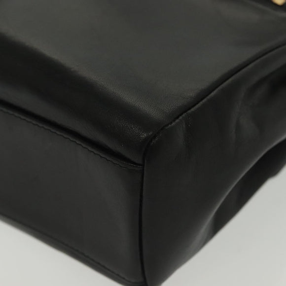 Gianni Versace Shoulder Bag Leather Black Gold Auth bs28537