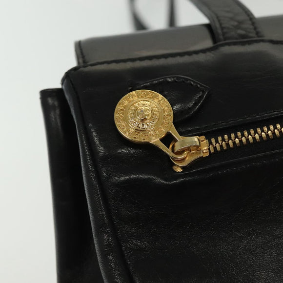 Gianni Versace Shoulder Bag Leather Black Gold Auth bs28537