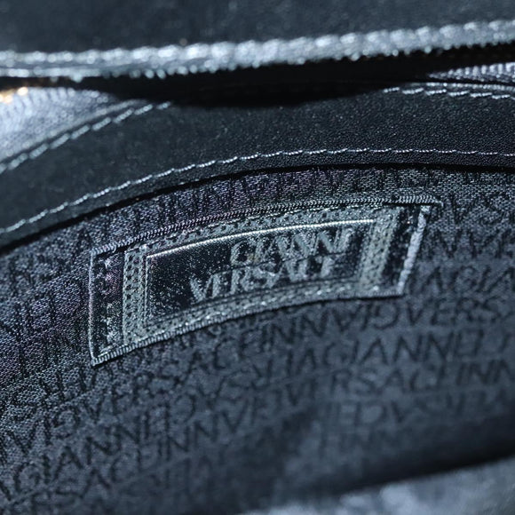 Gianni Versace Shoulder Bag Leather Black Gold Auth bs28537