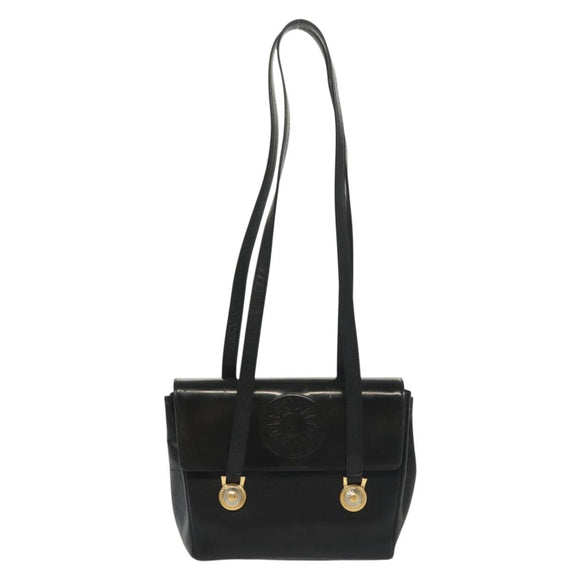 Gianni Versace Shoulder Bag Leather Black Gold Auth bs28537