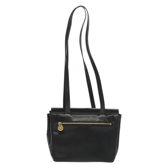 Gianni Versace Shoulder Bag Leather Black Gold Auth bs28537