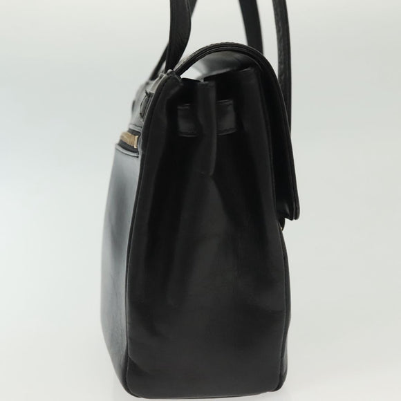 Gianni Versace Shoulder Bag Leather Black Gold Auth bs28537