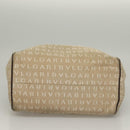 BVLGARI Logo Mania Hand Bag Canvas Beige Gold Auth bs28543-6
