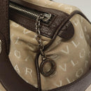 BVLGARI Logo Mania Hand Bag Canvas Beige Gold Auth bs28543-10