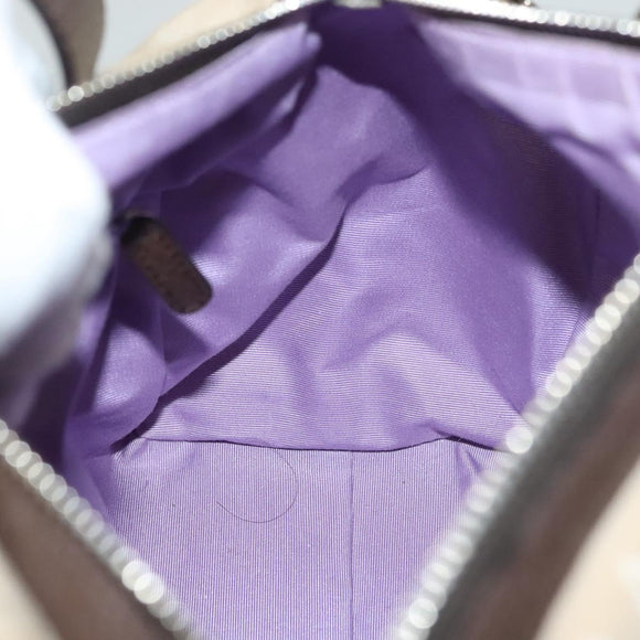 BVLGARI Logo Mania Hand Bag Canvas Beige Gold Auth bs28543