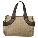 BVLGARI Logo Mania Hand Bag Canvas Beige Gold Auth bs28543-13