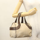 BVLGARI Logo Mania Hand Bag Canvas Beige Gold Auth bs28543-22