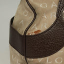 BVLGARI Logo Mania Hand Bag Canvas Beige Gold Auth bs28543-3