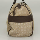 BVLGARI Logo Mania Hand Bag Canvas Beige Gold Auth bs28543-5