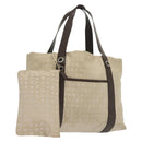 BVLGARI Logo Mania Hand Bag Canvas Beige Silver Auth bs28544-1