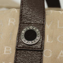 BVLGARI Logo Mania Hand Bag Canvas Beige Silver Auth bs28544-17