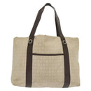 BVLGARI Logo Mania Hand Bag Canvas Beige Silver Auth bs28544-13