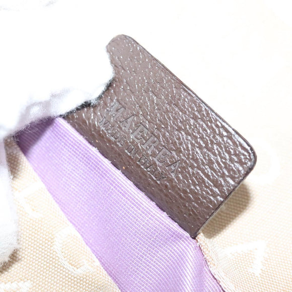 BVLGARI Logo Mania Hand Bag Canvas Beige Silver Auth bs28544