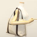 BVLGARI Logo Mania Hand Bag Canvas Beige Silver Auth bs28544-24