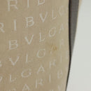 BVLGARI Logo Mania Hand Bag Canvas Beige Silver Auth bs28544-5