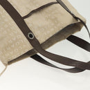 BVLGARI Logo Mania Hand Bag Canvas Beige Silver Auth bs28544-7