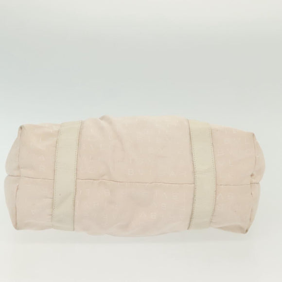 BVLGARI Logo Mania Hand Bag Canvas Pink Silver Auth bs28545