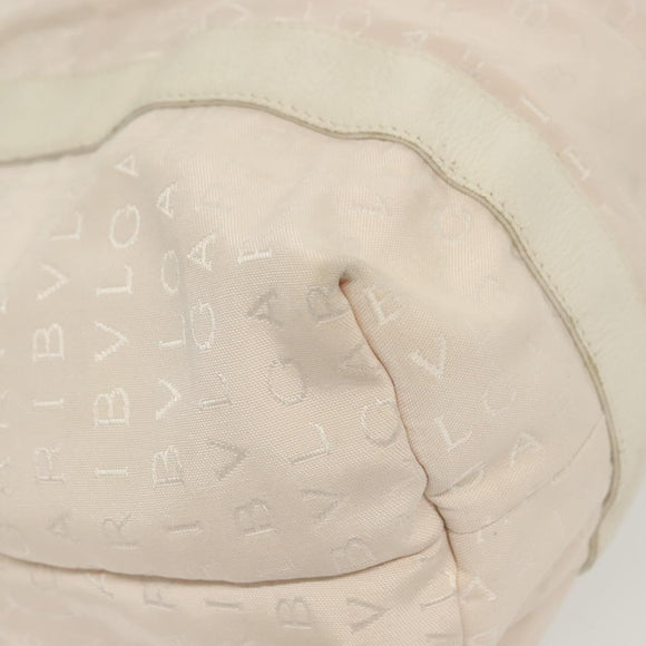 BVLGARI Logo Mania Hand Bag Canvas Pink Silver Auth bs28545