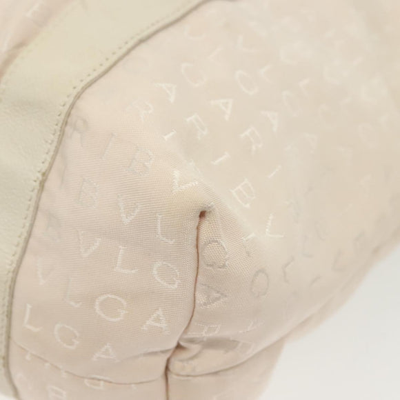 BVLGARI Logo Mania Hand Bag Canvas Pink Silver Auth bs28545