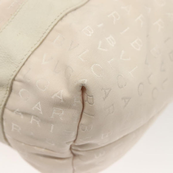 BVLGARI Logo Mania Hand Bag Canvas Pink Silver Auth bs28545