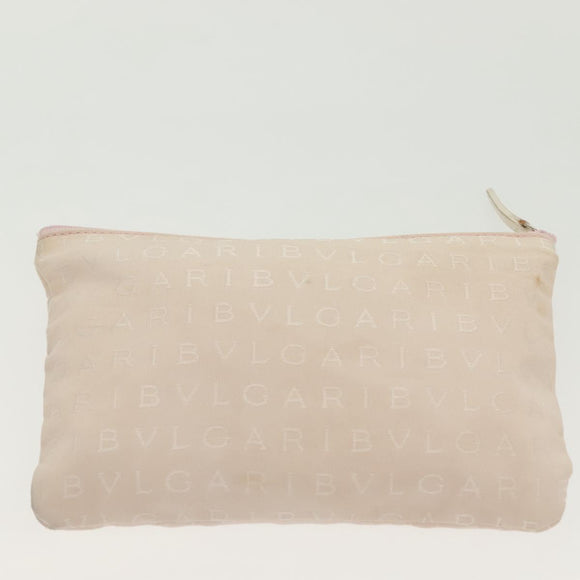 BVLGARI Logo Mania Hand Bag Canvas Pink Silver Auth bs28545