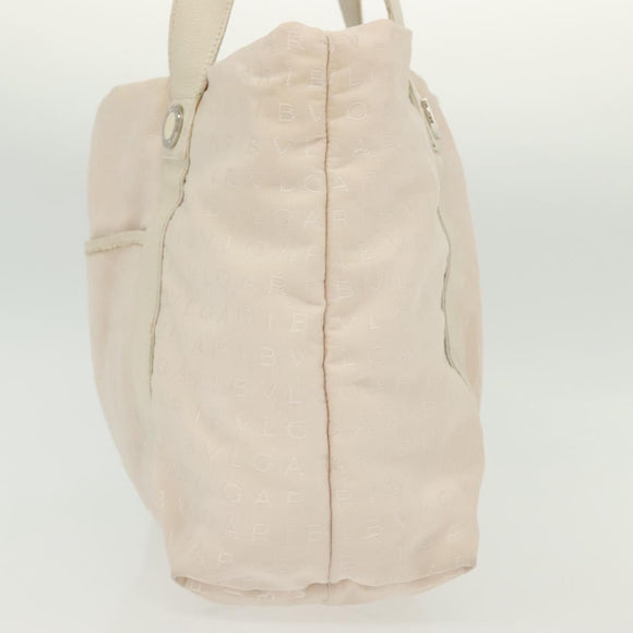 BVLGARI Logo Mania Hand Bag Canvas Pink Silver Auth bs28545